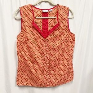 Liz Claiborne Red/Orange Geometric Print Sleeveless Top